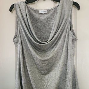 Silver Cowl Neck Sleeveless Blouse